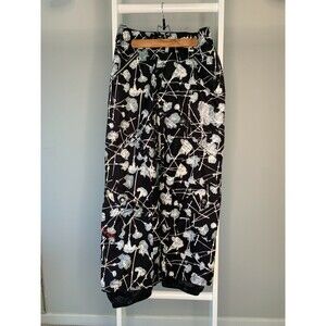 Burton Snowboard Pants Womens XS Black White  Floral Snow Pants Adjustable